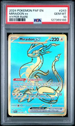 2024 POKEMON PAF EN-PALDEAN FATES HYPER RARE #243 MIRAIDON EX PSA 10 - Image 1