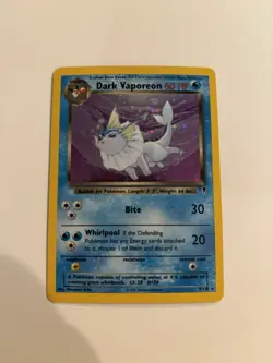 Pokemon TCG Dark Vaporeon Legendary Collection Holo Rare Card 9/110 HP - Image 3