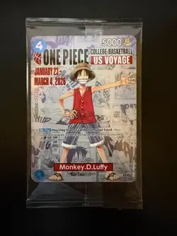 One Piece US Voyage College Basketball Luffy Promo Card - Sealed - In Hand - Image 1