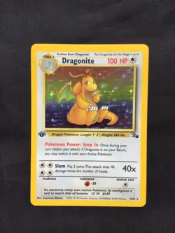 Pokemon Cards: 1st Edition Fossil Rare Holo: Dragonite 4/62 - Image 1