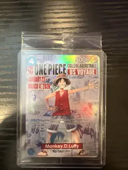 One Piece Monkey.D.Luffy College Basketball US Voyage Promo Card (Sealed) P-055 - Image 1