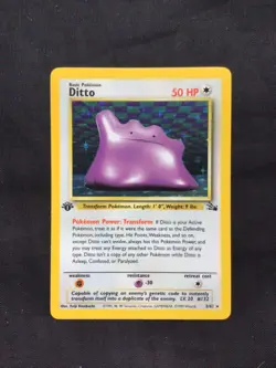 Pokemon Cards: 1st Edition Fossil Rare Holo: Ditto 3/62 - Image 1