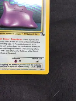 Pokemon Cards: 1st Edition Fossil Rare Holo: Ditto 3/62 - Image 5
