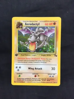 Pokemon Cards: 1st Edition Fossil Rare Holo: Aerodactyl 1/62 - Image 1