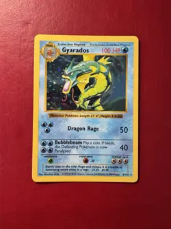 Gyarados 6/102 Shadowless Holo Rare Base Set Pokemon Card MP No Creases - Image 1