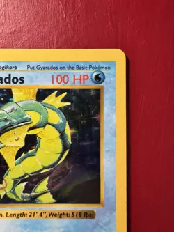 Gyarados 6/102 Shadowless Holo Rare Base Set Pokemon Card MP No Creases - Image 4