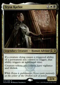 2019 Magic The Gathering Ravnica Allegiance Teysa Karlov #212 - Image 1