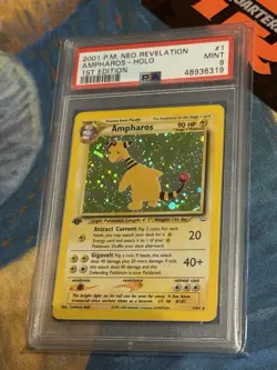 Pokemon Ampharos 1/64 1st Edition Holo Neo Revelation 2001 PSA9 - Image 1