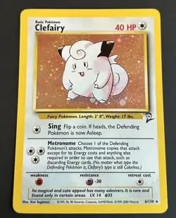 Pokemon Clefairy 006/130 Base Set 2 Holo LP Swirl - Image 1