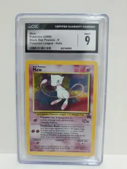 CGC 9 MINT Pokemon Mew #9 Holo Black Star Promo 2000 League Rare Pokemon - Image 1