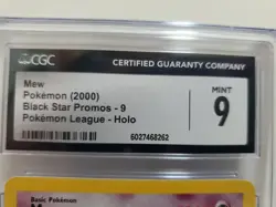 CGC 9 MINT Pokemon Mew #9 Holo Black Star Promo 2000 League Rare Pokemon - Image 2