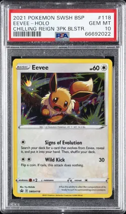 2021 POKEMON SWSH BLACK STAR PROMO #118 EEVEE-HOLO PSA 10 - Image 1