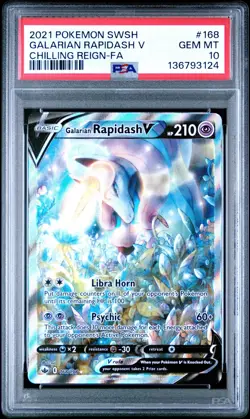 Pokemon TCG Galarian Rapidash V 168/198 Chilling Reign Alternate Full PSA 10 - Image 1