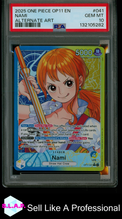 NAMI ALTERNATE ART ONE PIECE OP11-A FIST OF DIVINE SPEED 2025 041 PSA 10 - Image 1