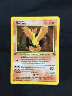 Pokemon Cards: 1st Edition Fossil Rare Holo: Moltres 12/62 - Image 1