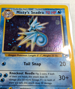 Misty's Seadra 9/132 Gym Heroes Unlimited HOLO RARE Pokemon Card HP Prerelease - Image 3