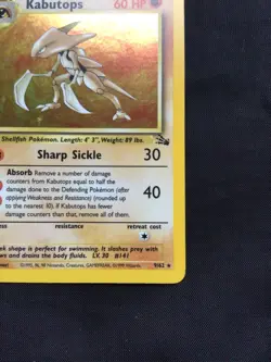 Pokemon Cards: 1st Edition Fossil Rare Holo: Kabutops 9/62 - Image 5