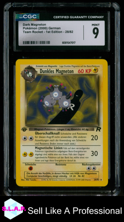 DARK MAGNETON POKEMON 28 2000 TEAM ROCKET 1ST EDITION DE CGC 9 - Image 1