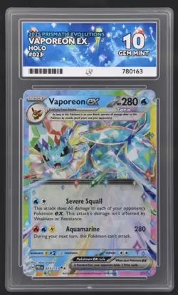 Pokemon 2025 Prismatic Evolutions EEVEE AND VAPOREON EX holo #075 #023 Ace 10 9 - Image 1