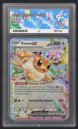 Pokemon 2025 Prismatic Evolutions EEVEE AND VAPOREON EX holo #075 #023 Ace 10 9 - Image 2