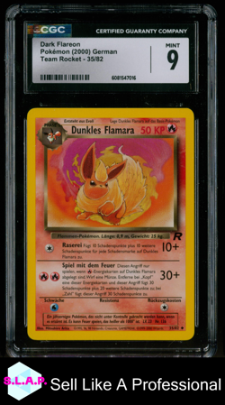 DARK FLAREON POKEMON 35 2000 TEAM ROCKET 1ST EDITION DE CGC 9 - Image 1