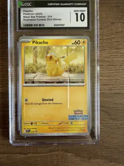 Pokemon Pikachu Promo 214 CGC 10 GEM MINT Illustration Contest 2024 Winner - Image 2