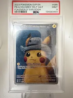 Van Gogh Pikachu Grey Felt Hat - PSA 9 Pokemon TCG - Very Clean - Image 1