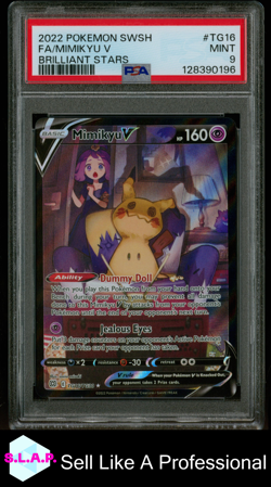 FA/MIMIKYU V BRILLIANT STARS POKEMON SWSH BRILLIANT STARS 2022 TG16 PSA 9 - Image 1