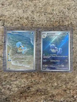 Pokemon 151 English Squirtle and Wartortle Illustration rares - Image 1