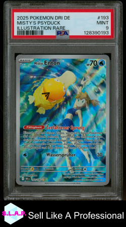 MISTY'S PSYDUCK ILL RARE POKEMON GER DRI DE-DESTINED RIVALS 2025 193 PSA 9 - Image 1