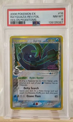 2006 Pokemon EX Holon Phantoms Rayquaza-Reverse Holo Foil #16 PSA NM-MT 8 - Image 1