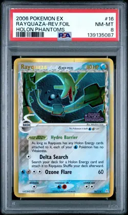 2006 Pokemon EX Holon Phantoms Rayquaza-Reverse Holo Foil #16 PSA NM-MT 8 - Image 3