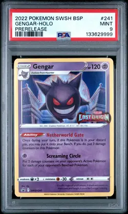 2022 POKEMON SWSH BLACK STAR PROMO PRERELEASE #241 GENGAR-HOLO PSA 9 - Image 1