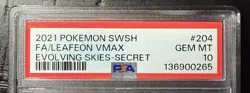 Pokemon SWSH - Evolving Skies - Leafeon Vmax #204 - Rainbow Secret Rare - PSA 10 - Image 3
