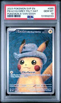 Pokemon Pikachu with Grey Felt Hat Van Gogh Full Art Promo SVP EN 085 PSA 10 - Image 1