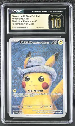 POKEMON CGC 10 PRISTINE Pikachu with Grey Felt Hat SVP 085 Promo Van Gogh *0031 - Image 1