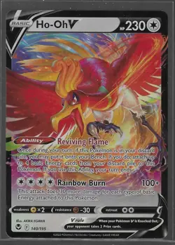 Ho-Oh V 140/195 Silver Tempest Ultra Rare Holo Pokemon Card NM - Image 1