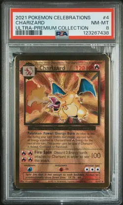 2021 POKEMON CELEBRATIONS ULTRA-PREM COLL #4 CHARIZARD PSA 8 - Image 1