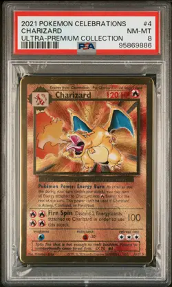 2021 POKEMON CELEBRATIONS ULTRA-PREM COLL #4 CHARIZARD PSA 8 - Image 1
