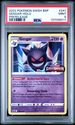 2022 POKEMON SWSH BLACK STAR PROMO PRERELEASE #241 GENGAR-HOLO PSA 9 - Image 1