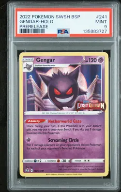 2022 POKEMON SWSH BLACK STAR PROMO PRERELEASE #241 GENGAR-HOLO PSA 9 - Image 1