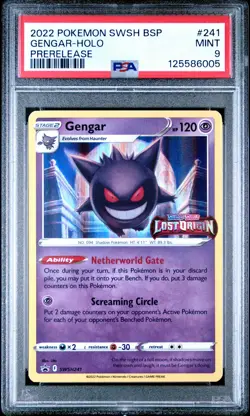 2022 POKEMON SWSH BLACK STAR PROMO PRERELEASE #241 GENGAR-HOLO PSA 9 - Image 1