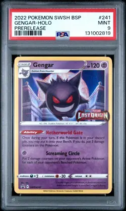 2022 Pokemon SWSH Black Star Promo Gengar Holo Prerelease Lost Origin PSA 9 #241 - Image 1