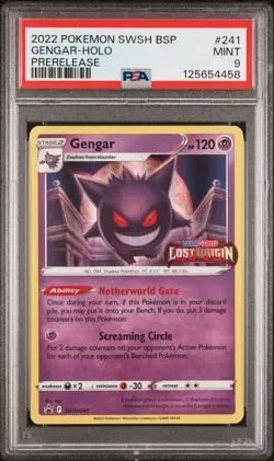 2022 POKEMON SWSH BLACK STAR PROMO PRERELEASE #241 GENGAR-HOLO PSA 9 - Image 1