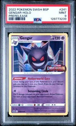 2022 POKEMON SWSH BLACK STAR PROMO PRERELEASE #241 GENGAR-HOLO PSA 9 - Image 1