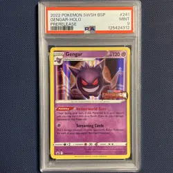 2022 POKEMON SWSH BLACK STAR PROMO PRERELEASE #241 GENGAR-HOLO PSA 9 - Image 1