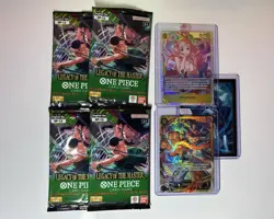 One Piece OP12 Booster Bundle - 4 Packs + 2 SR/SEC Cards (Shiraoshi & Sabo) - Image 1