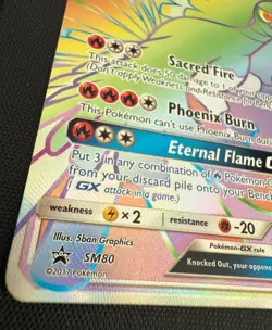 Ho-Oh GX - Pokemon Card - SM80 - Black Star Promo - Rainbow Full Art - Holo - Image 2