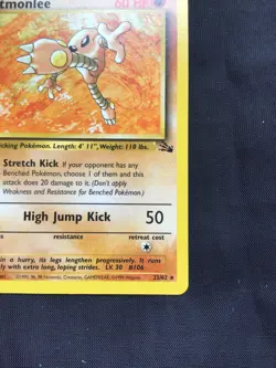 Pokemon Cards: Fossil 1st Edition Rare: Hitmonlee 22/62 - Image 4