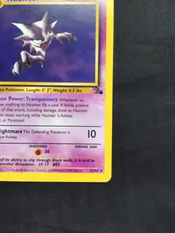Pokemon Cards: Fossil 1st Edition Rare: Haunter 21/62 - Image 4